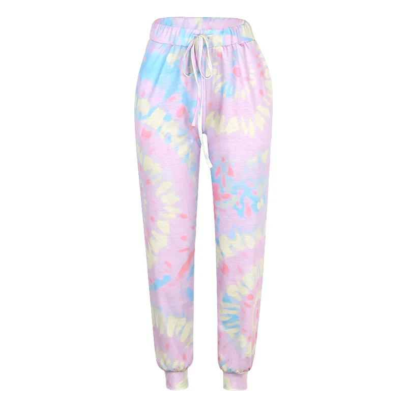 

Fashion Women's Pants Spring Hot-selling Casual Tie-dye Printing Loose Leggings Pants Mid-waist Lace-up Casual Pants Donsignet