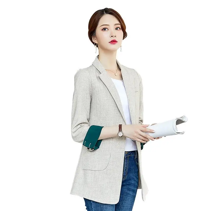 

Plus Size 4XL Autumn Women Jacket Blazer Notched Collar Female Suits Coat Fashion Retro Casual Outwear Tops OL Office Wear