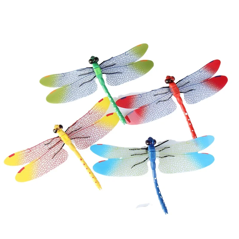 

DIY 10 PCS 14CM 3D simulation dragonfly garden decoration outdoor balcony pots courtyard decorations Colorful PVC 2020
