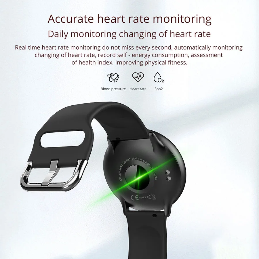COLMI SKY2 Smart Watch IP68 Waterproof Fitness Activity Tracker Heart Rate Monitor Bluetooth Brim Sport Men Women Smart Clock