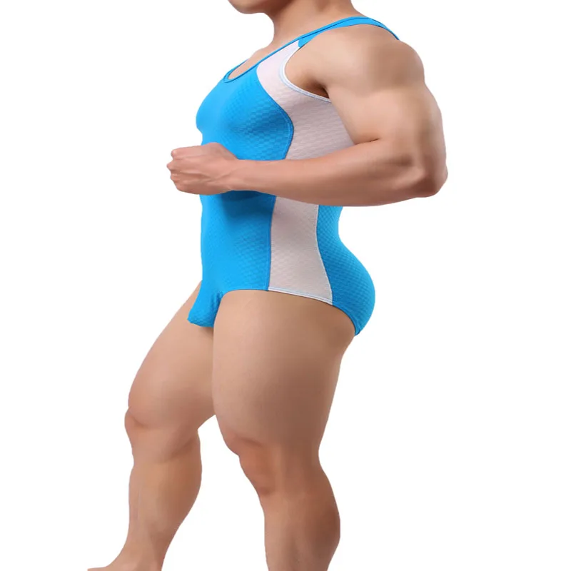 Комбинезон мужской бесшовный пикантное нижнее белье трико майка комбинезон