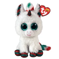 15cm ty beanie snowfall sparkly green glitter eyes white unicorn kawaii kids toys plushies stuffed animals birthday gifts