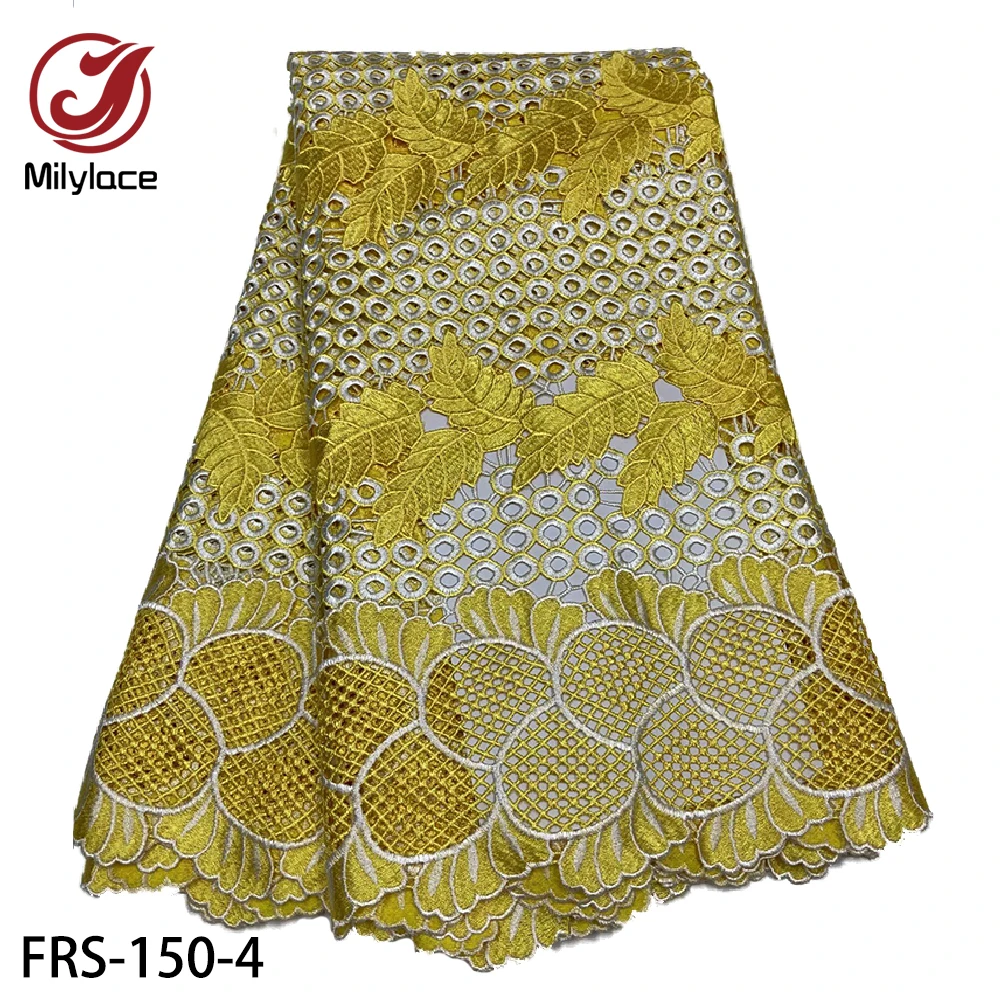 Новейшая вышитая нигерийская кружевная ткань гипюровая Водорастворимая сухая