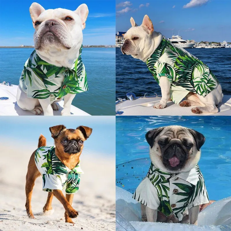 

Summer Beach Dog Shirt Clothes Hawaii Style Pet Clothing Flora T Shirt Hawaiian dog cat Chiwawa Chihuahua Coconut Tree Printed