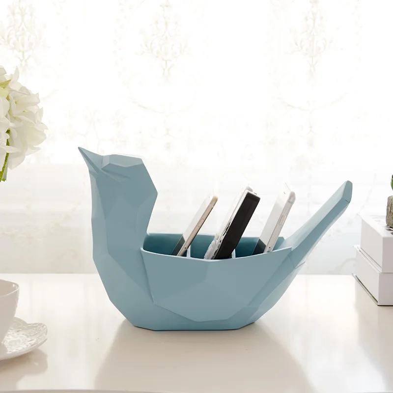 resin bird statue storage box office tools mobile phone stationery organizer of home decor modern desktop ornaments free global shipping