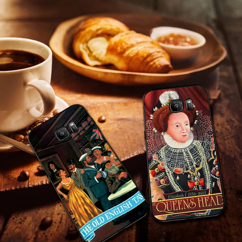 Luxury Black Case For Samsung A3 4 5 6 plus A8 9 A10 A20 30 A40 50 A60 A70 2017 M40 J6 Cover Retro medieval wacky paintings | Мобильные