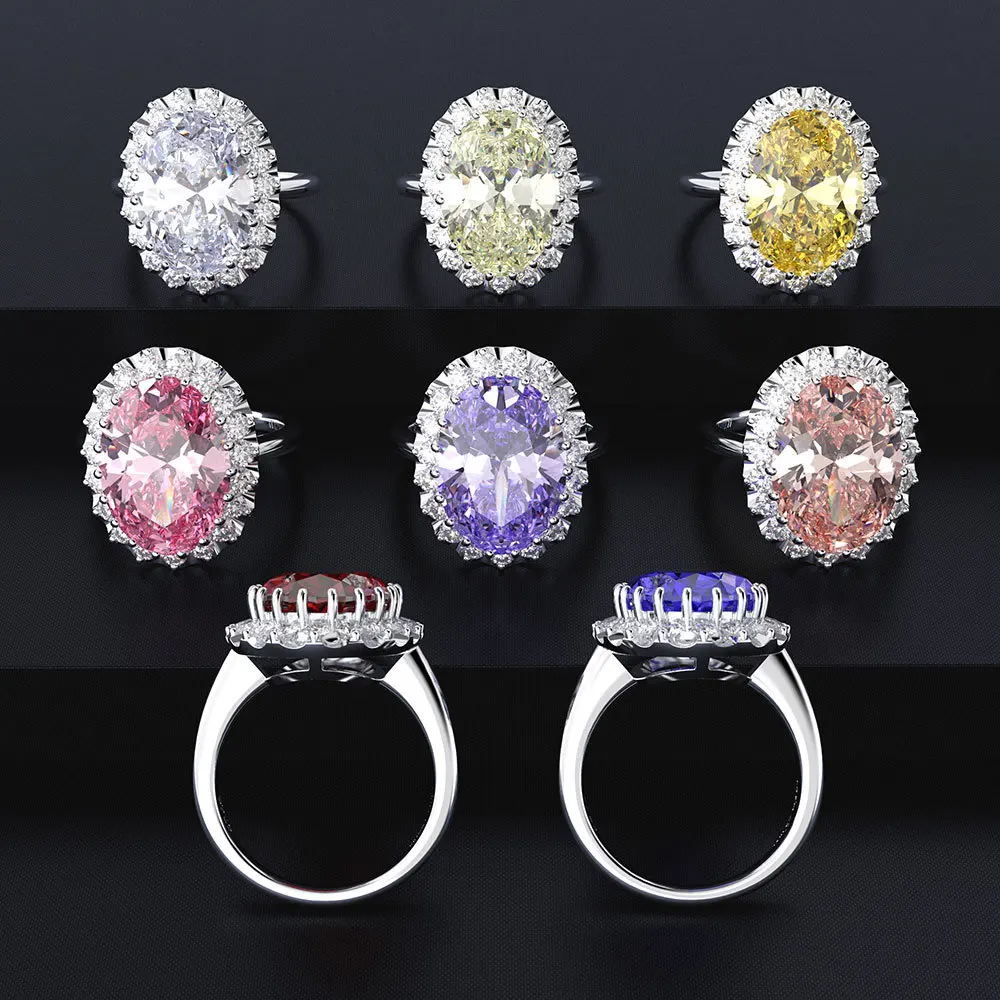 

Princess Diana Oval cut 5ct Diamond Ring 100% Original 925 sterling silver Engagement Wedding band Rings for Women Fine Jewelry