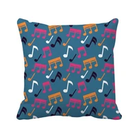 colourful music notes blue throw pillow square cover
