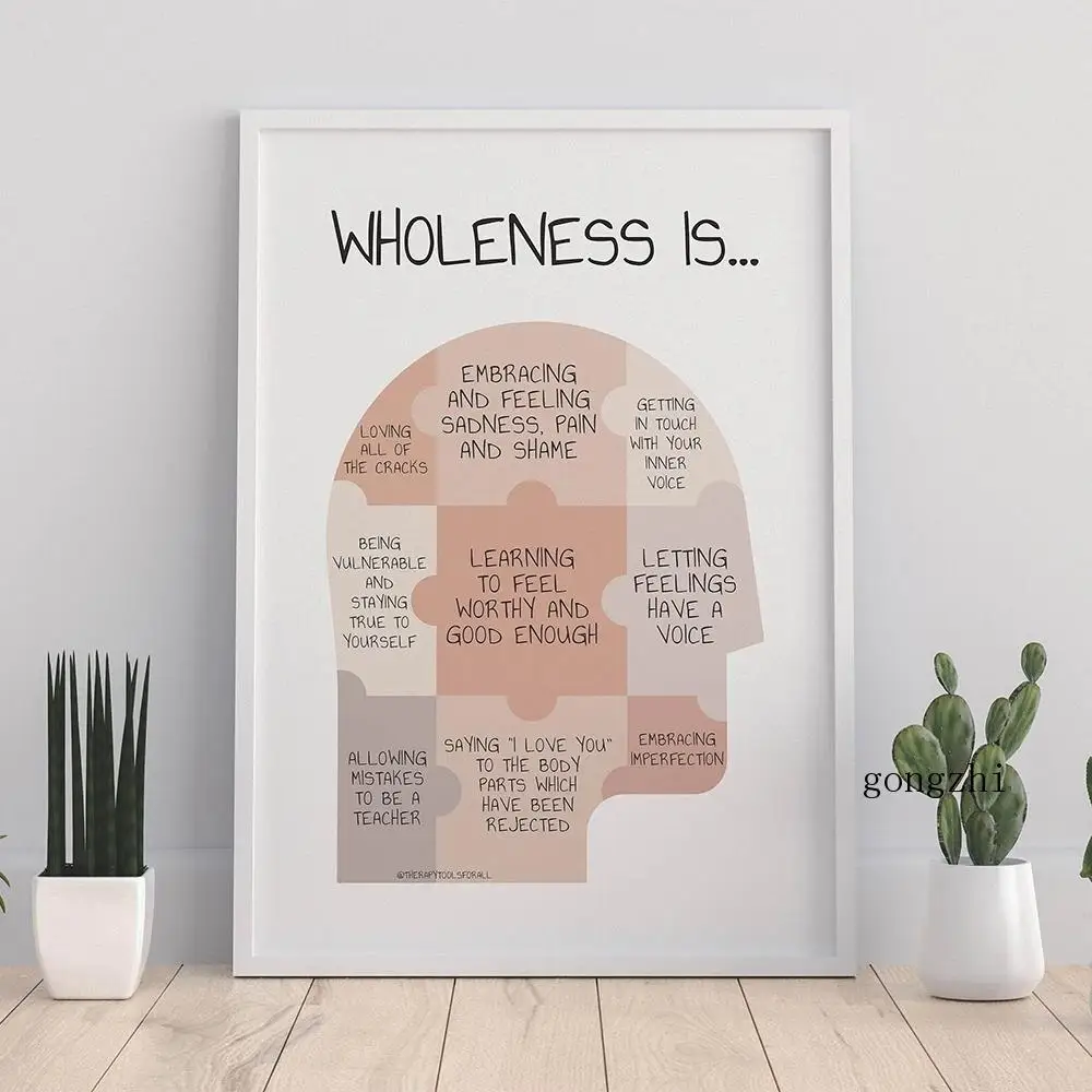 

Minimalist Brain Puzzle Nordic Poster Canvas Painting and Prints Modern Wall Art Pictures Psychotherapist Counselor Office Decor