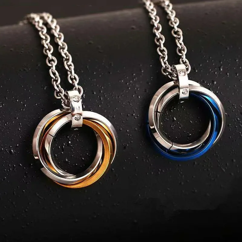 

Punk Stainless Steel Circle Charm Pendant Necklace For Woman Men Necklace Luxury Jewelry Female Top Quality dz419