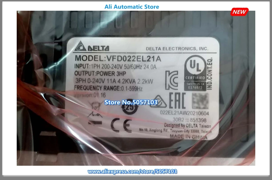 Новый VFD 220V 2.2KW 3HP 11A 600Hz инвертор VFD022EL21A в коробке|Кронштейны| |