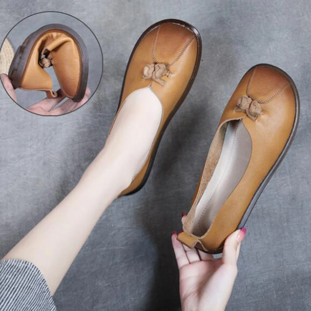 

2020 Fashion Women Shoes Genuine Leather Loafers Handmade Women Casual single Shoes Soft Comfortable flat Shoes for Women ay74