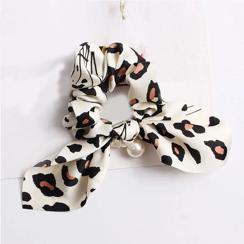 Леопардовый ободок для волос ретро бант с кроличьими ушками резинки жемчужным