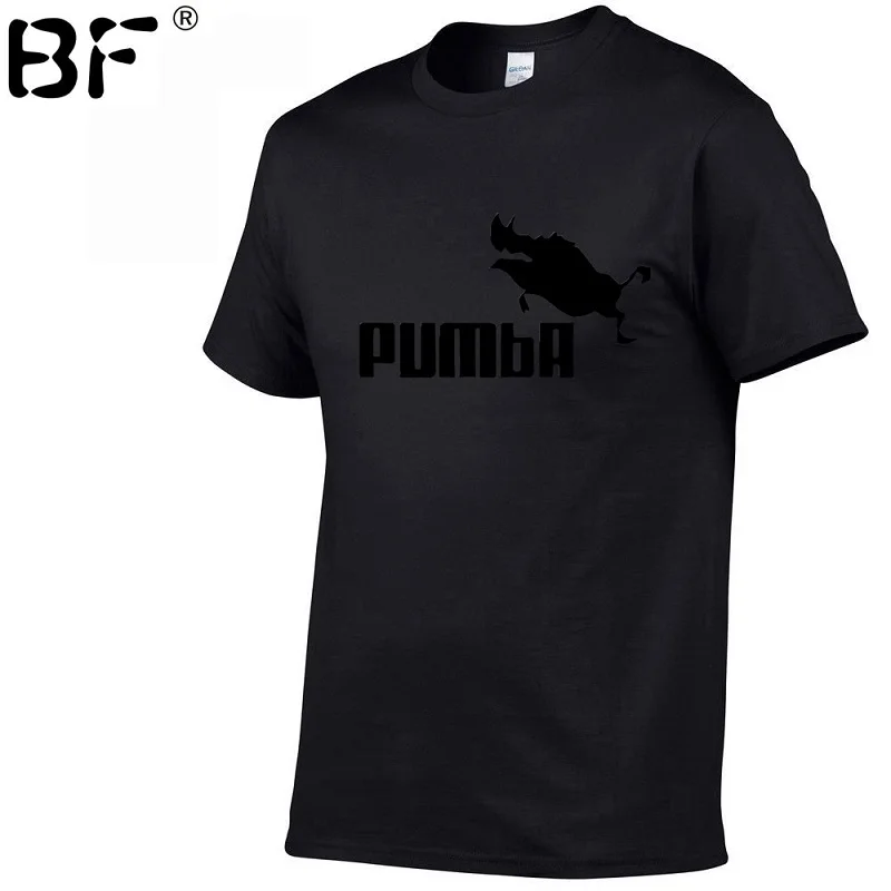 black PUMBA(Пумба) Для мужчин футболка мужская, с коротким рукавом хлопчатобумажные Топы крутая футболка летний Трикотажный костюм футболка - Color: black