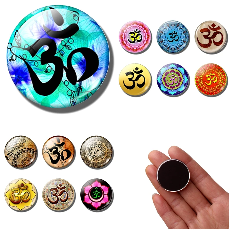

Om Symbol fridge magnet decor Spiritual Yoga Meditation Buddhist Namaste religion Mandala Jewelry Datura refrigerator magnets