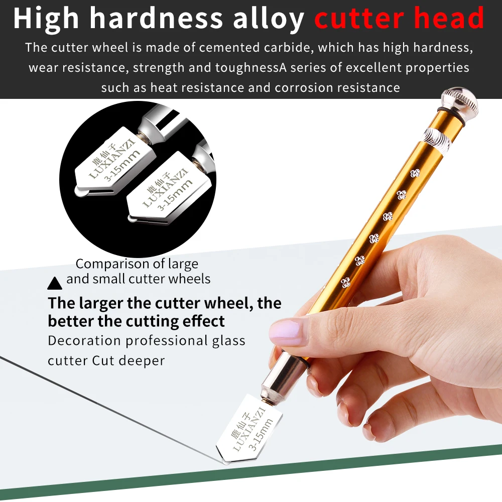 

LUXIANZI Glass Cutter Tool with Diamond Tip Alloy Wheel For Window Craft Glass Tile Cutting knife tools Non-slip Metal Handle