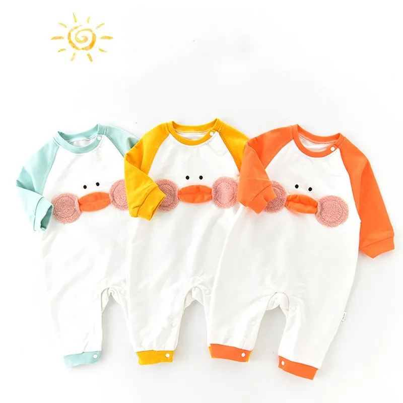 Baby Rompers Clothes Infant 100% Cotton Jumpsuits Cartoon Long Sleeve Cute Duck Jumpsuits Baby Boy Girl Playsuit Clothing