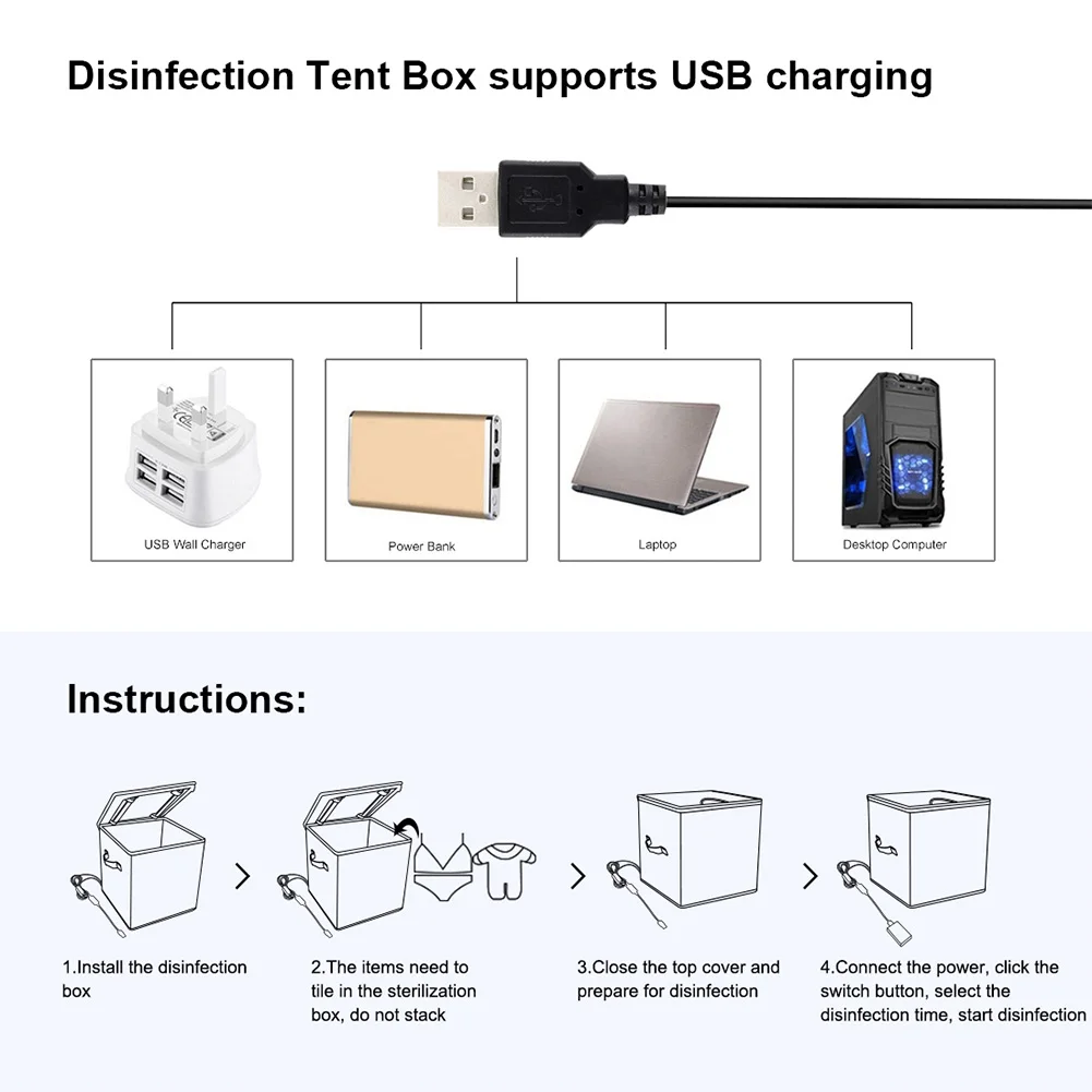 

LED UV Light Disinfection Bag Multi-function Mobile Phone Face Shield Cloth Safe Sterilization Germicidal Storage Box Organizer