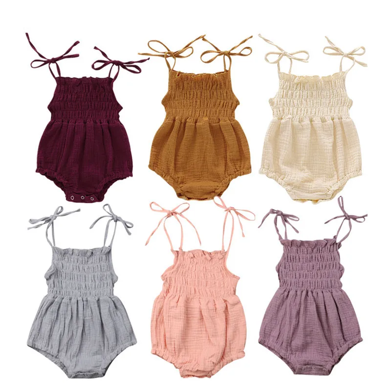 Мягкая хлопковая одежда для новорожденных девочек новый летний комбинезон без