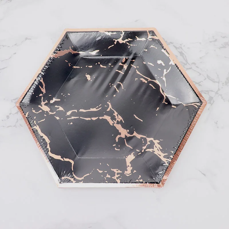 10inch plate 8pcs Черные розы тема вечерние одноразовые бумажные тарелки салфетки для стаканчиков соломенная мраморная посуда наборы дети День рождения Свадебные украшения - Цвет: 10inch plate 8pcs