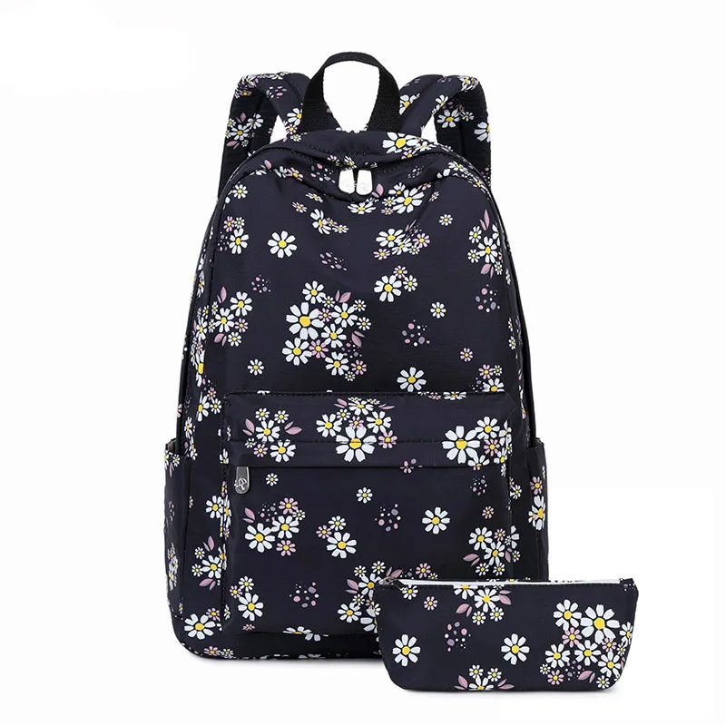 Рюкзак с цветочным принтом для детей начальной школы, комплект сумок для книг, детская Водонепроницаемая легкая школьная сумка для девочек,...