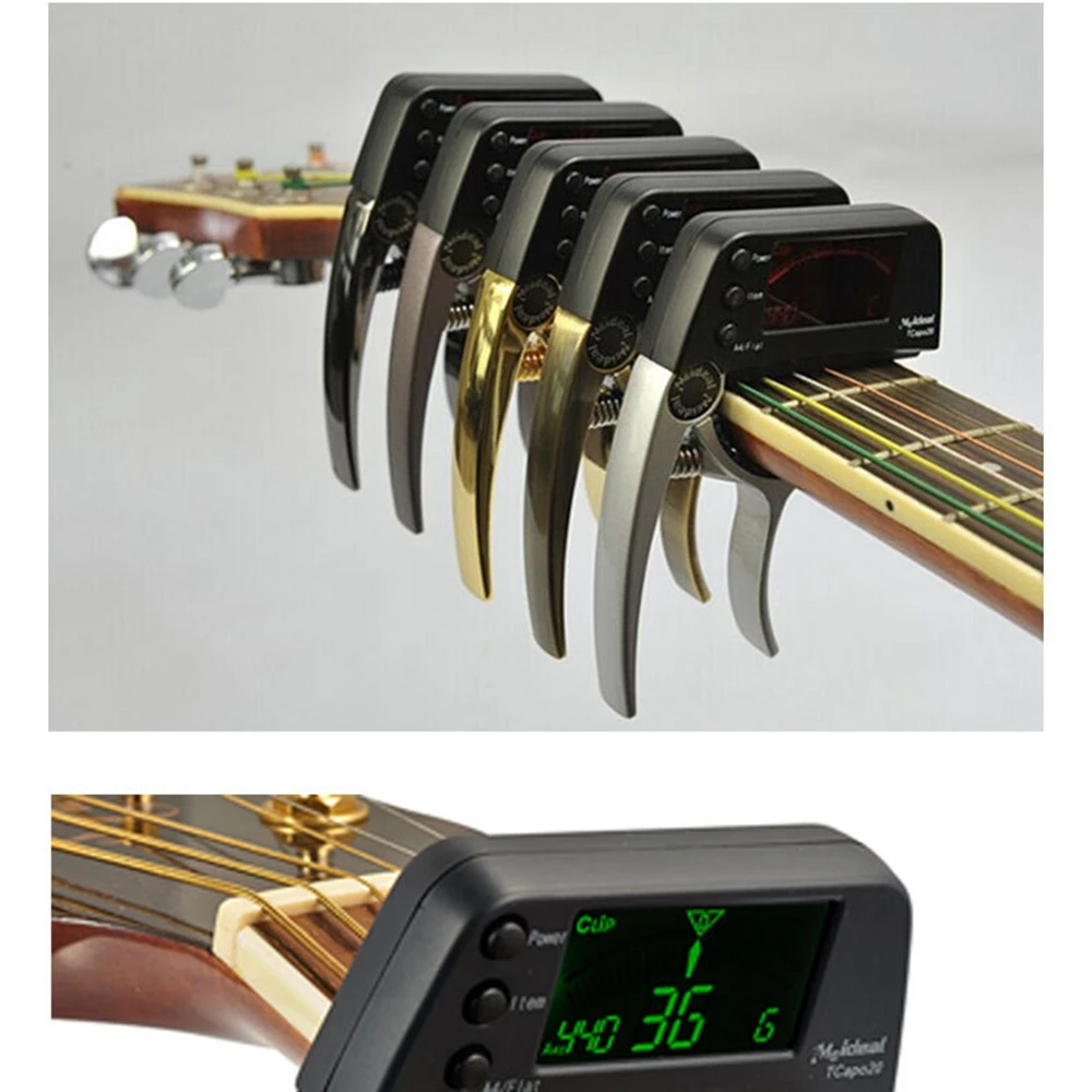 New Guitar Capo 2 in 1 Guitar Tuner for Bass Acoustic Electric Guitar Accessories Chromatic Professional Change Key