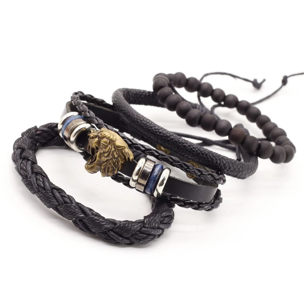 4 шт./компл. винтажный бронзовый браслет с шармами в виде ящерицы скорпиона для