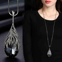 attractive women sweater chain shiny lady delicate wear resistant pendant necklace sweater necklace cloth necklace