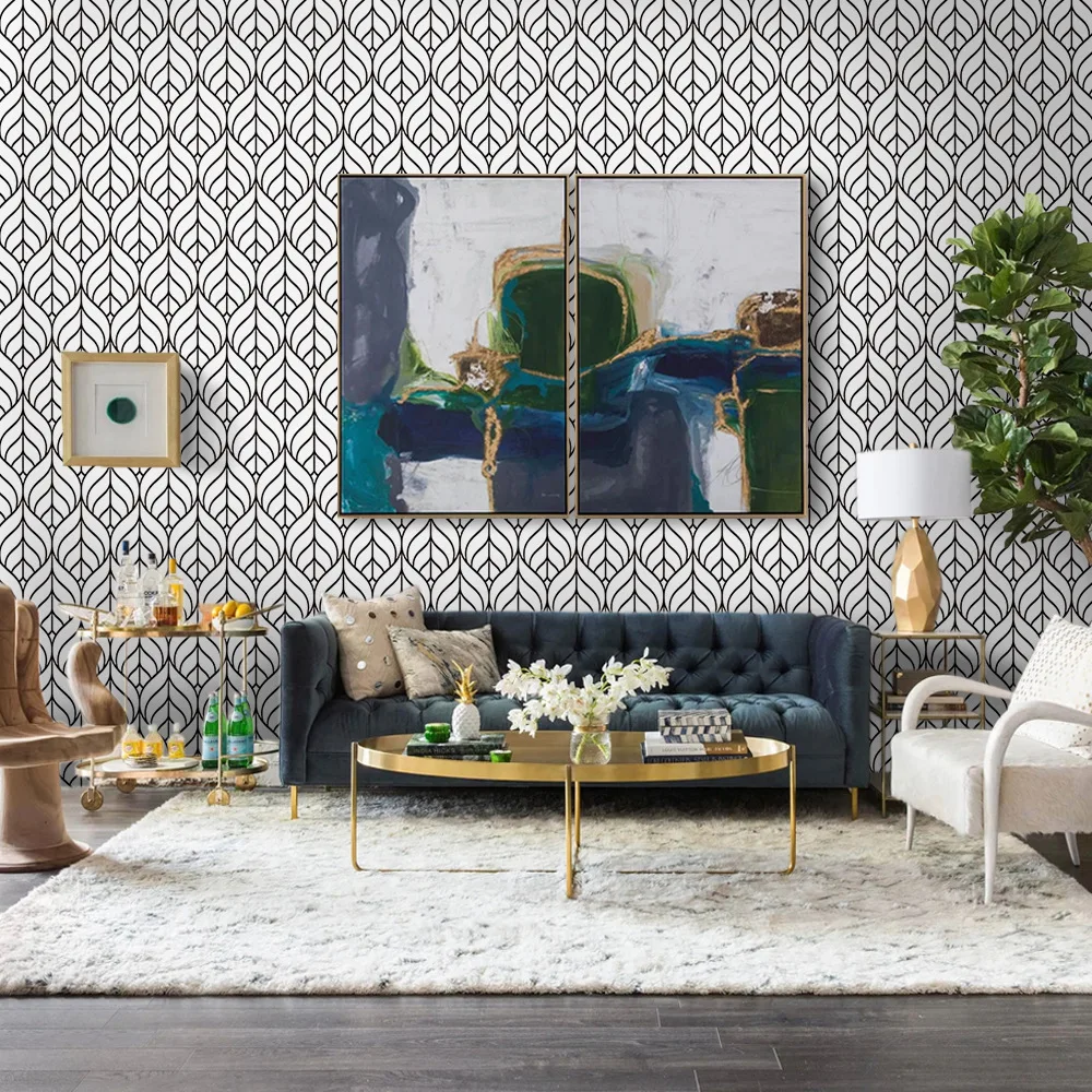 Современные белые и черные геометрические полосы для контакта бумажная