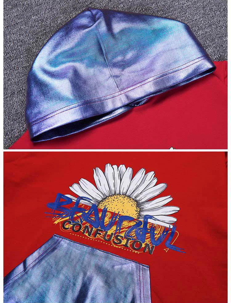 

Teen Children 3-14 years Boys Girls Clothes Daisy Costumes Shiny Hooded Tops & Haren Pants 2PCS Tracksuit Children Autumn Outfit