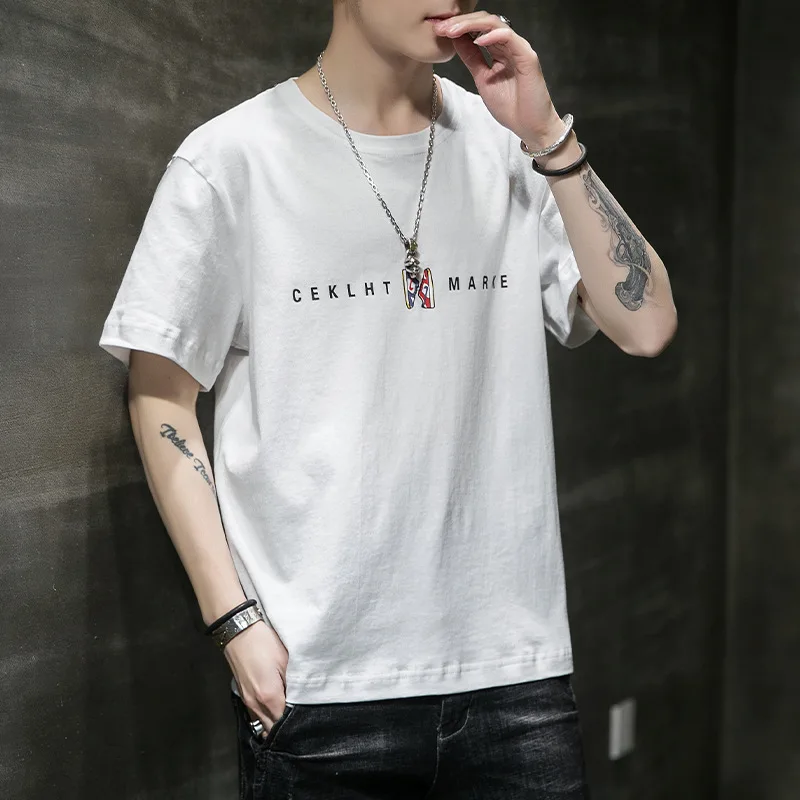 

T-shirt men's summer 2021 new trendy brand trend cotton casual half-sleeved clothes loose Korean compassionate