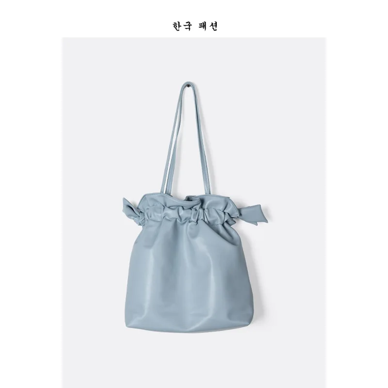 

Women's Bag 2021 Literary Draw Rope Bundle Shoulder Bag Simple Hundred Large-capacity Bucket Bag