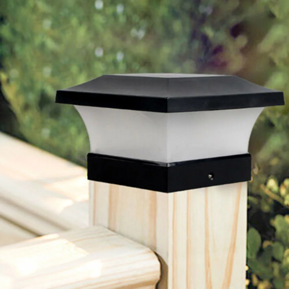 Solar Waterproof LED Post Cap Lights Outdoor Column Headlight Pillar Fence Lamp J8