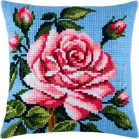 3d latch hook pillow red flower diy cross stitch kit cartoon girl embroidery pattern button package pillow