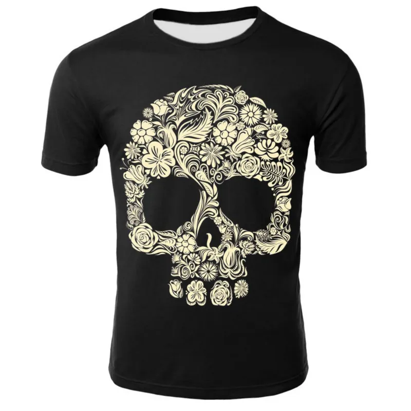 

The latest 3D printed skull T-shirt Harajuku Punk T-shirt oversized men's clothing for the summer of 2021