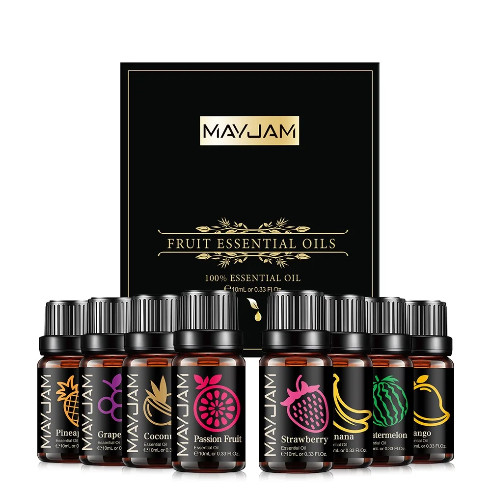 8pcs Gift Set Fruit Fragrance Oils 10ML Humidifier Aromatherapy Diffusers Strawberry Coconut Mango Grape Banana Pineapple - купить по