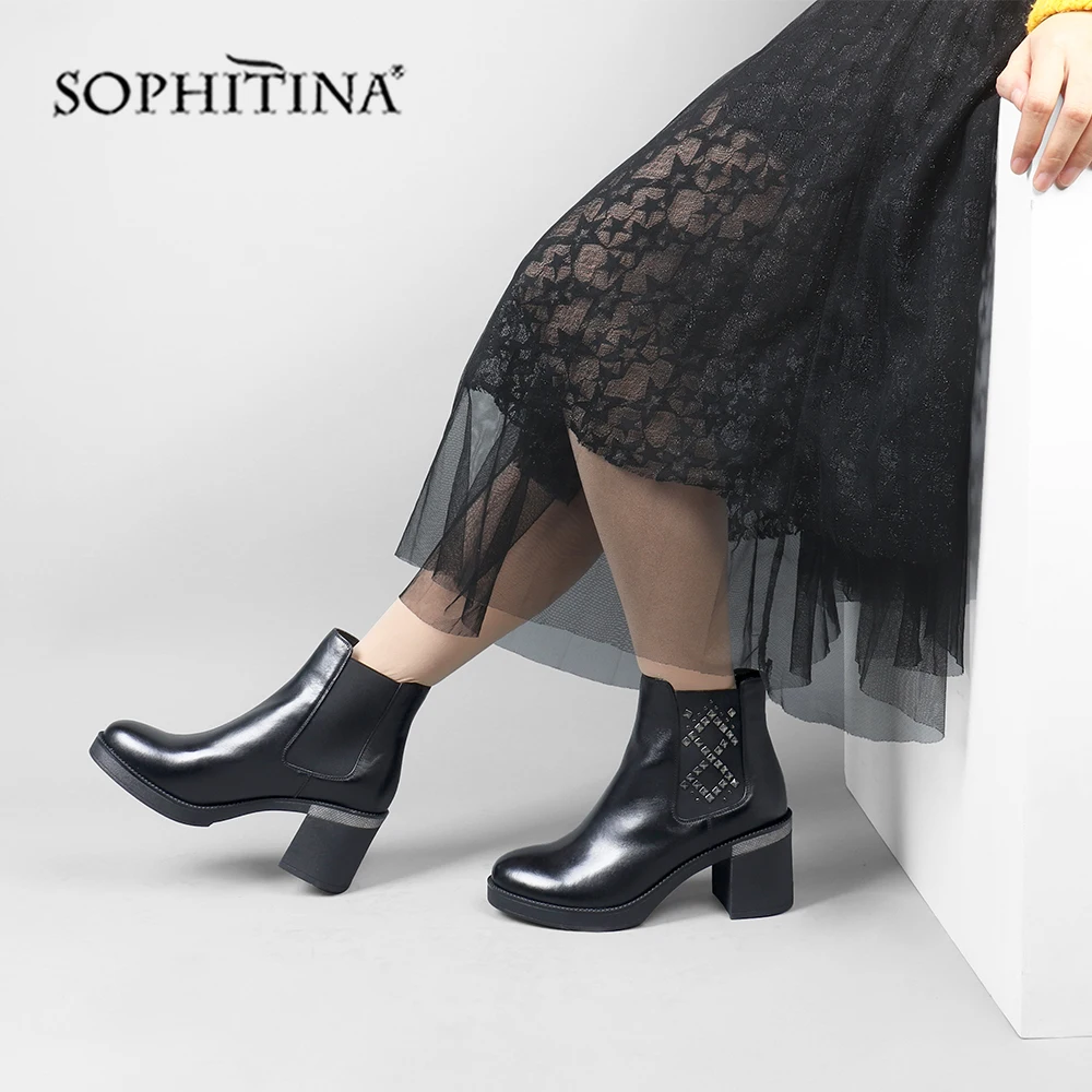 SOPHITINA/Женские ботинки на осень и зиму. Ботильоны женские из натуральной кожи