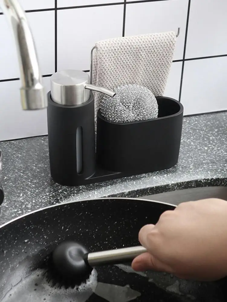 Черный модный набор для чистки мойки Caddy кухонный с диспенсером мыла стальной