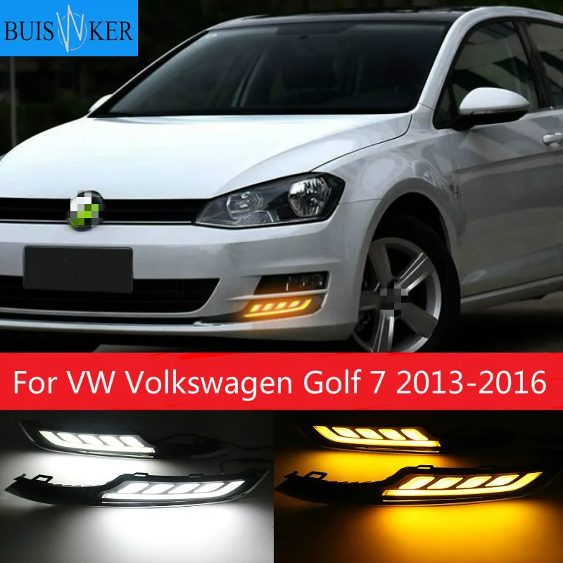 

Для Volkswagen Golf 7 2013 2014 2015 2016 светодиодный DRL Дневной светильник автомобильные аксессуары ABS 12В противотуманная фара