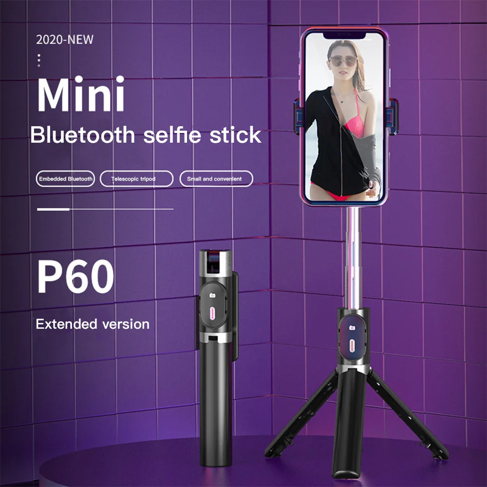 

P60 High Quality 3 in 1 Wireless Bluetooth Selfie Stick 360rotation Foldable Mini Tripod Expandable Monopod for iOS Android