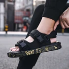 Сандалии мужские, на плоской подошве, летние, пляжные, женские сандалии на липучке