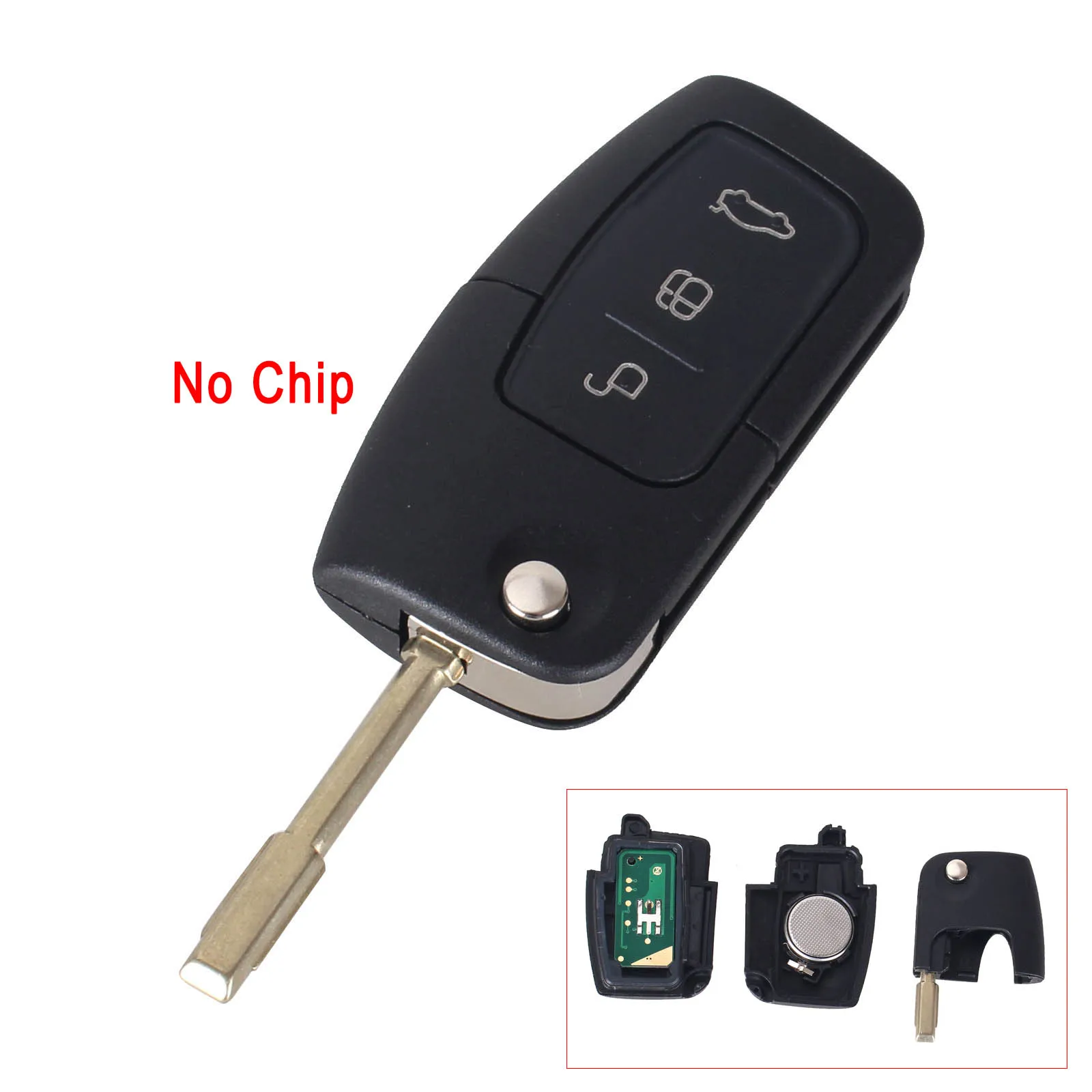 No Chip KEYYOU 3 кнопки 433 МГц 4D60 чип Автомобильный Дистанционный ключ для Ford Fusion Focus Mondeo Fiesta Galaxy автомобиль FO21 лезвие Авто Флип ключ - Количество кнопок: No Chip