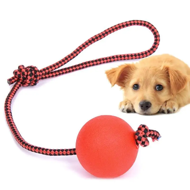 

NEW Indestructible Dog Ball on a Rope for Pet Puppy Toys Tug Balls TEETH EXERCISE