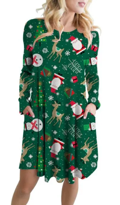 

Merry Christmas Dress Santa Claus Sexy Dresses Party Night Club Deer Christmas Tree Women Clothes 2021 Vintage Plus