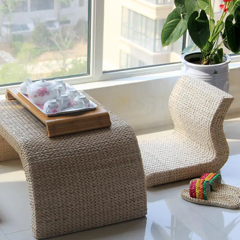 593 современный соломенный ротанговый стул для татами без ног в японском стиле