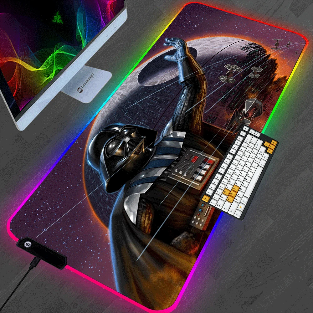 Дьявол игры большой коврик для мыши замок края светодиодный Мышь игровой плеер
