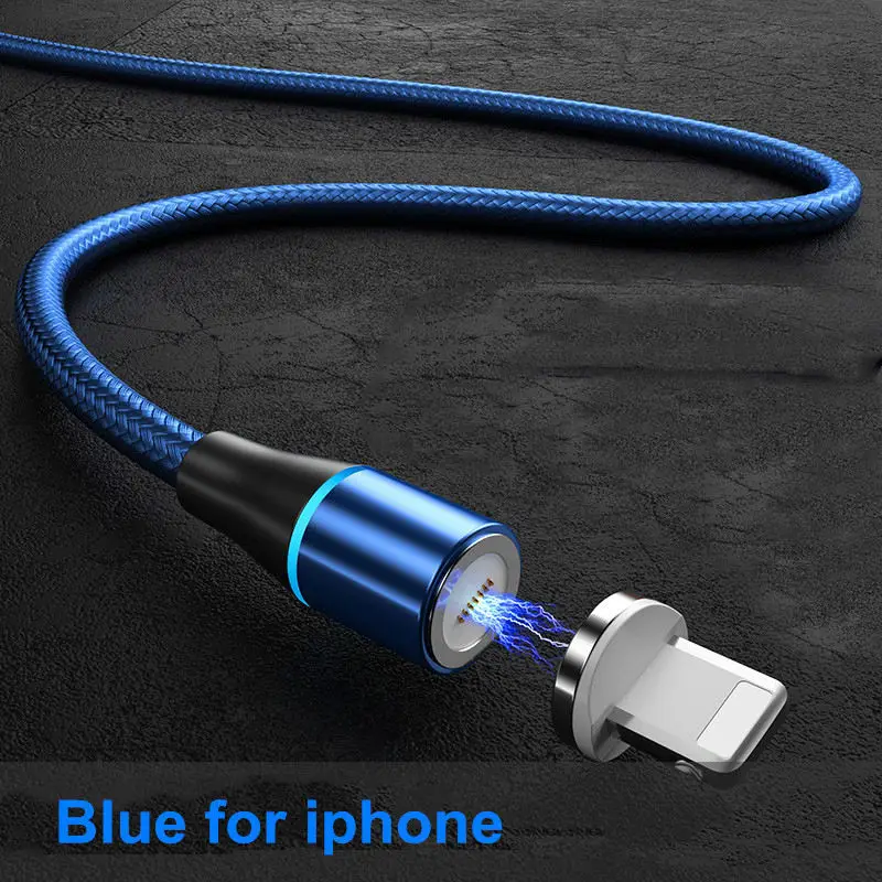 Blue for iphone Магнитный кабель Micro USB для быстрой зарядки Vanniso 2m 3A для iPhone X 7 samsung A50 Xiaomi mi9, магнитный кабель usb type-c для передачи данных - Цвет: Blue for iphone