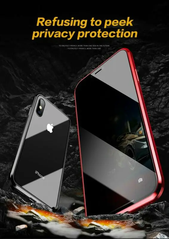 Конфиденциальности магнитное закаленное стекло чехол для iPhone X XS MAX 8 7 Plus