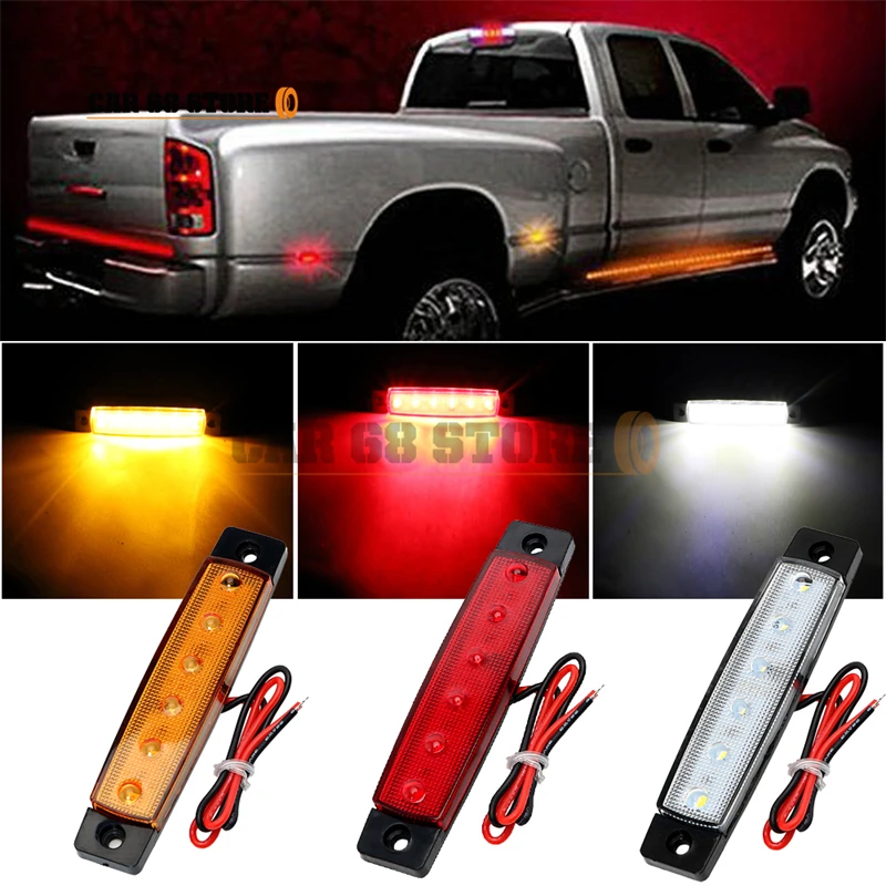 

1 Set 12V/24V Car External Lights ABS 6 LED Auto Bus Truck Lorry Side Marker Indicator Light Low Trailer Rear Warning Lamp