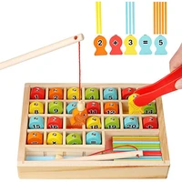wooden toy montessori educational board math fishing count numbers matching digital color match early education kids toy gift
